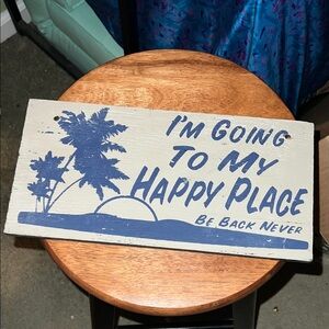 Blue and White wood Decorative Sign